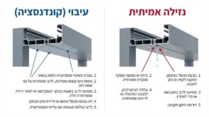 עיבוי, נזילה אמיתית, חלון אלומיניום, איטום