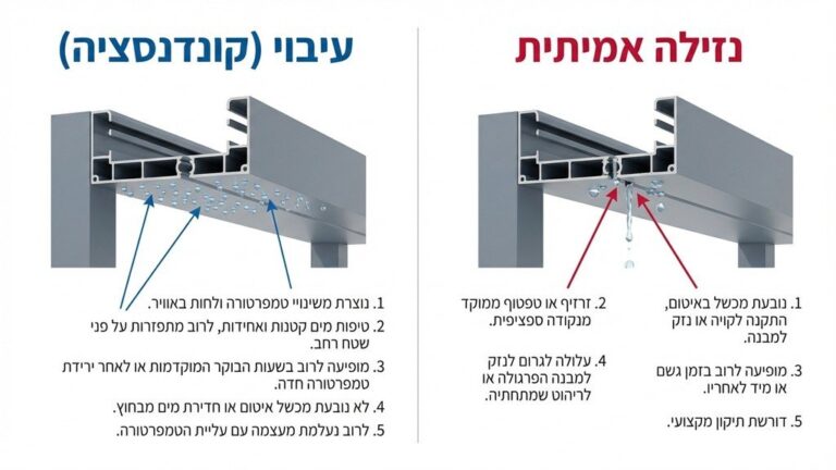 עיבוי, נזילה אמיתית, חלון אלומיניום, איטום