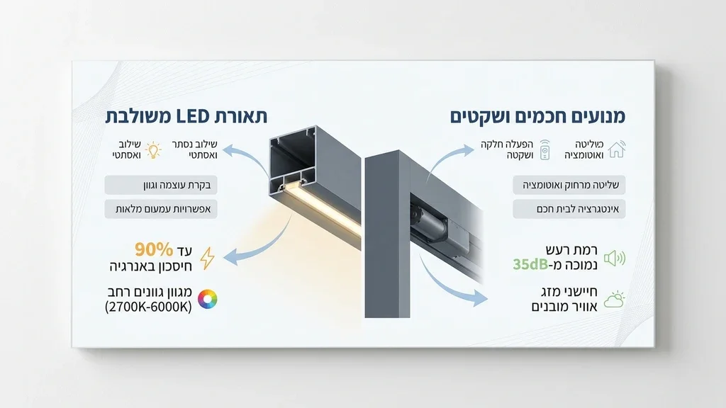 פרגולת אלומיניום חשמלית עם תאורת לד יוקרתית במרפסת