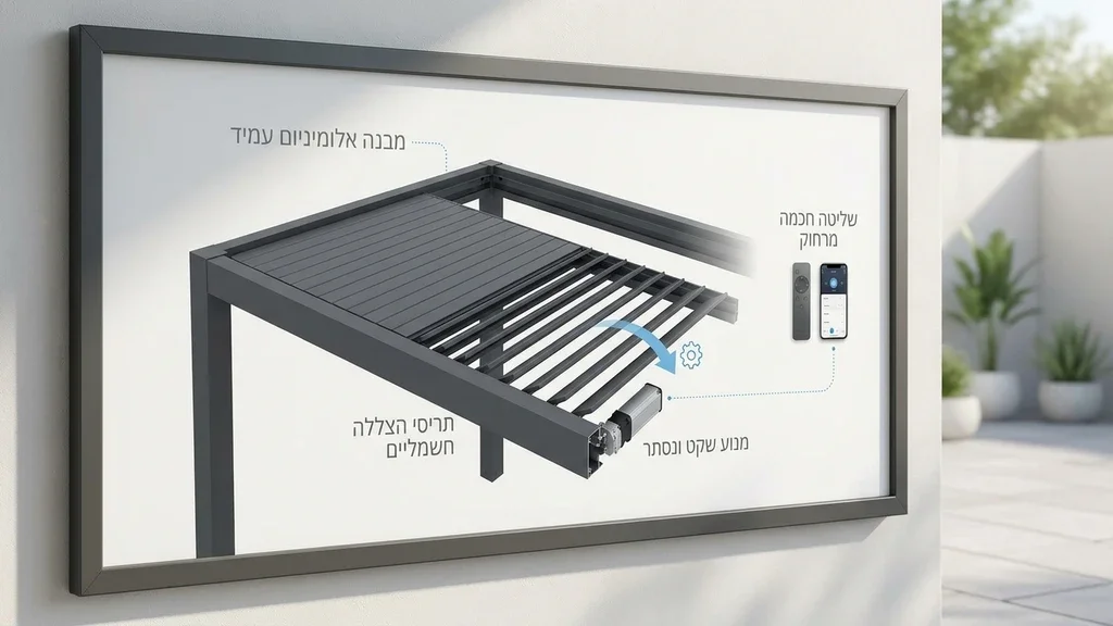 צוות מקצועי במהלך התקנת גג חשמלי למרפסת