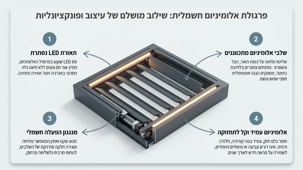 שלבי אלומיניום של גג נפתח עם תאורת לד מובנית